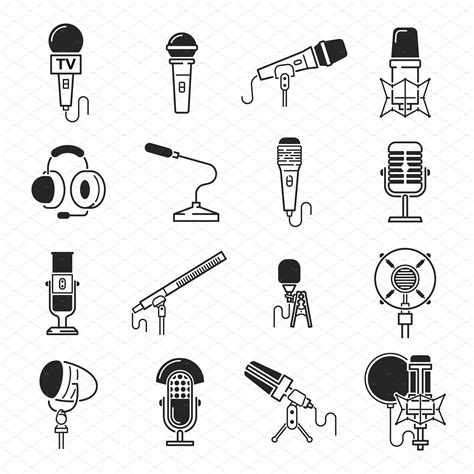 Vector Microphone Icons Microphone Icon Microphone Drawing