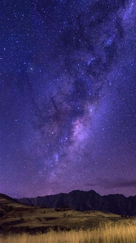 Download Wallpaper 1080x1920 Starry Sky Milky Way Horizon Field