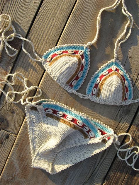 Crochet Bikini Set Shell Bikini Pretty Sea Shells Cowrie Etsy