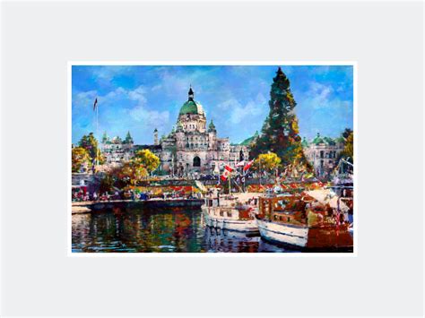 Day In Victoria British Columbia Canada Giclee Art Print Etsy
