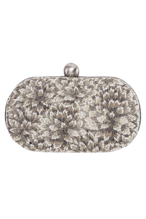 Buy Floral Embroidered Oval Clutch By Lovetobag At Aza Fashions