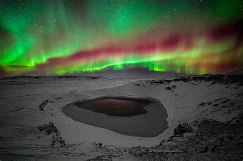 Oc Aurora Borealis Over A Crater Lake In Iceland Amazingly Beautiful