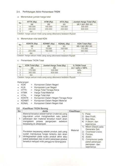 Mekanisme Perhitungan Tingkat Komponen Dalam Negeri Tkdn Pekerjaan