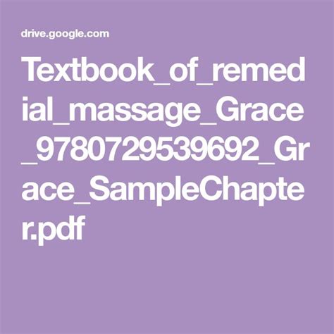 Textbook Of Remedial Massage Grace 9780729539692 Grace Samplechapter Pdf Remedial Massage