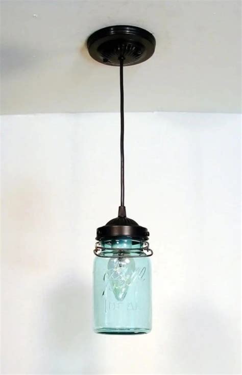 Vintage Blue Mason Jar Pendant Light The Lamp Goods