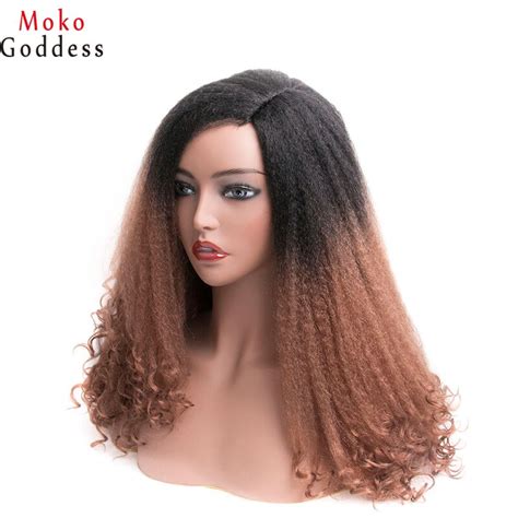Mokogoddess Afro Kinky Curly Wigs For Black Women Long Synthetic Wig