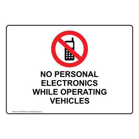 Electrical Phone Rules Sign No Personal Electronics While Operating