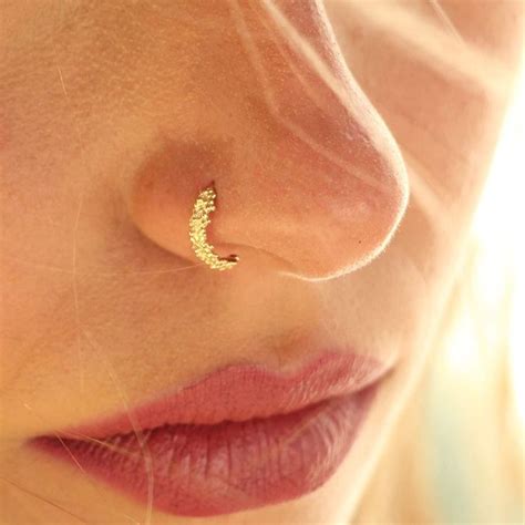Gold Nose Ring Unique Gold Plated Indian Hoop Piercing