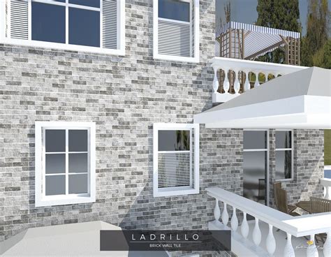 Grey Mix Shaded Brick Effect House Cladding Tiles Balcony Patio