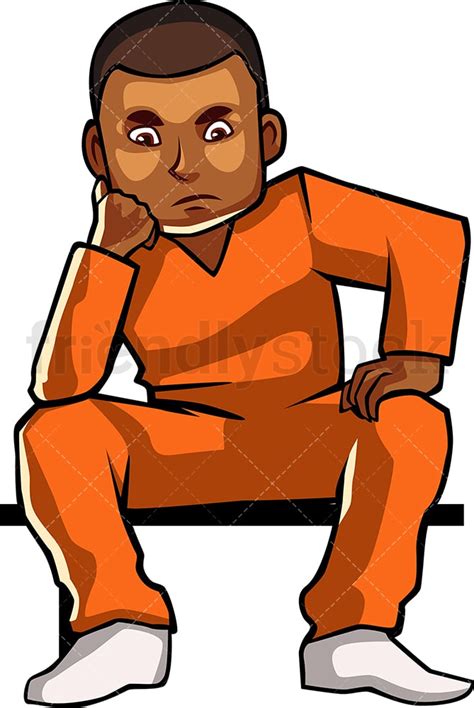 Handcuffed Black Male Prisoner Cartoon Vector Clipart Friendlystock