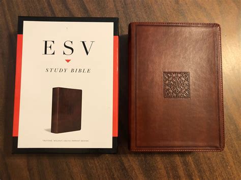 Personalized Esv Study Bible Walnut Brown Trutone Celtic Imprint