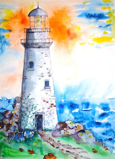 That are metal like doorknobs the hinges. How to Paint a Lighthouse in Watercolor (with Pictures ...