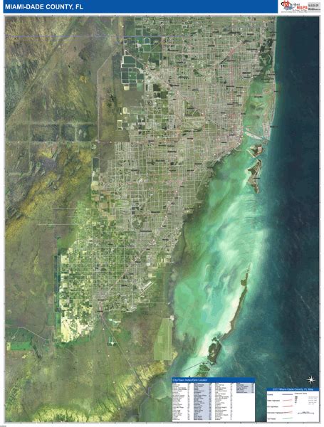 Miami Dade County Fl Wall Map Satellite Basic Style By Marketmaps