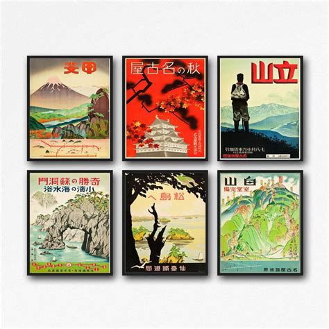 Set Of 6 Japanese Posters From 1930s Japan Poster Japan Wall Etsy