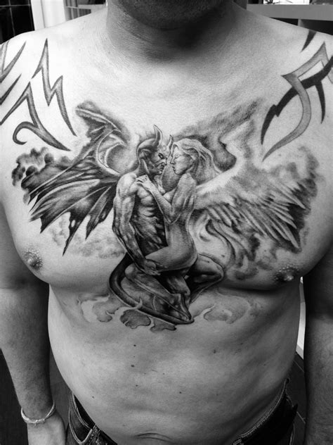 Chest Tattoo Angel Angel Devil Tattoo Fallen Angel Tattoo Demon Tattoo Chest Piece Tattoos