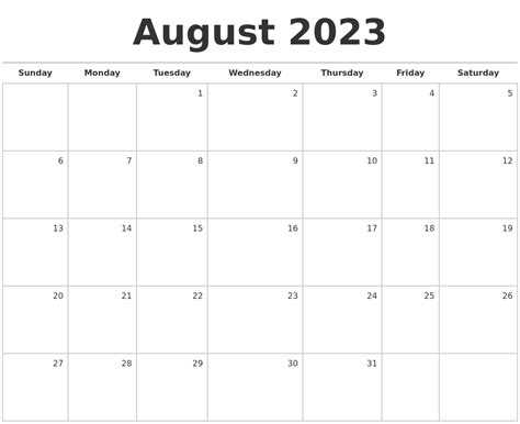 Printable August 2023 Calendar With Holidays Plan Your Month Ahead