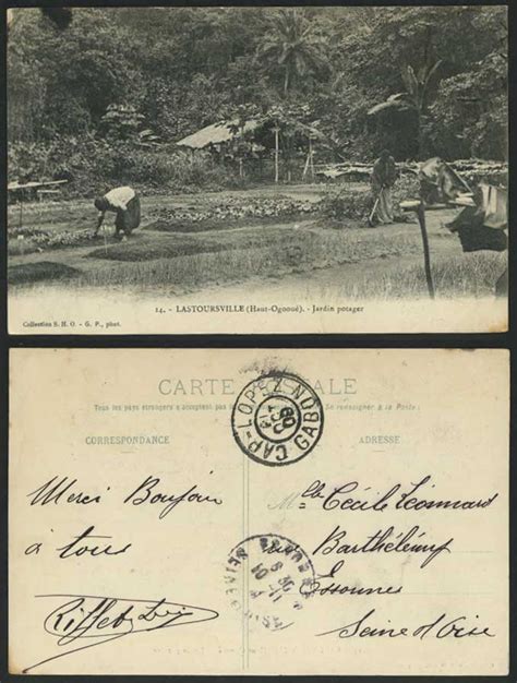 gabon 1909 old postcard lastoursville haut ogooue jardin potager garden gardener for sale