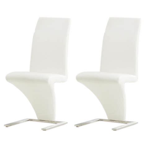 White Faux Leather Z Shaped Dining Chairs | Dining Furniture | FADS