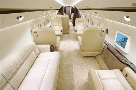 All White Interior Of A Gulfstream 650 Private Jet Gulfstream G650
