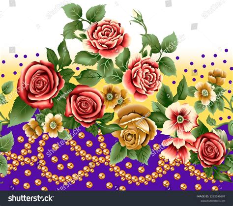 Seamless Rose Flower Border Design Stock Illustration 2262599887