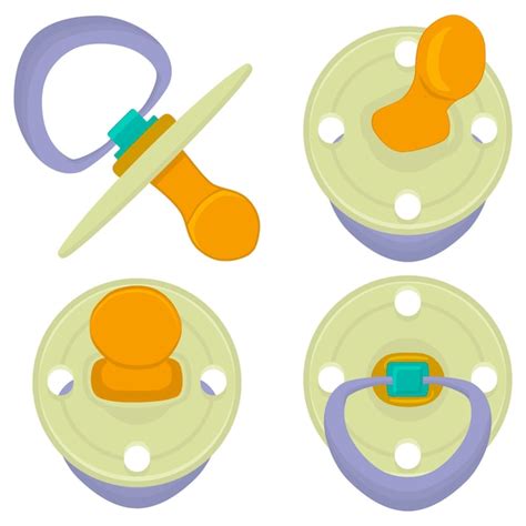 Premium Vector Illustration On Theme Big Colored Set Baby Pacifiers