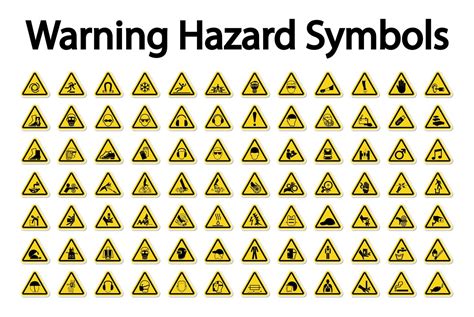 Large Set Of Warning Hazard Symbols 932004 Vector Art At Vecteezy