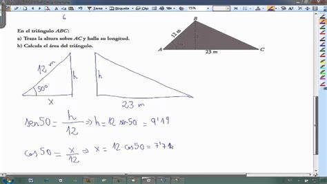 Triangulo Hallar Altura Y Area Del Triangulo Matematicas Eso Ainte My