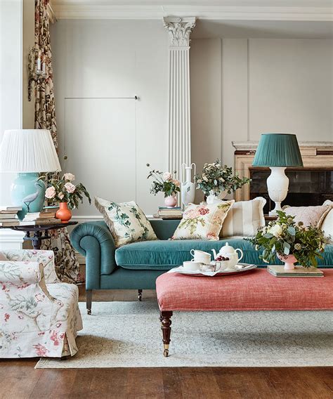 Classic British Style Living Room With Weathered Furniture And Delicate