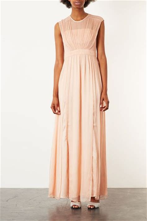 Topshop Limited Edition Chiffon Bodice Maxi Dress In Pink Nude Lyst