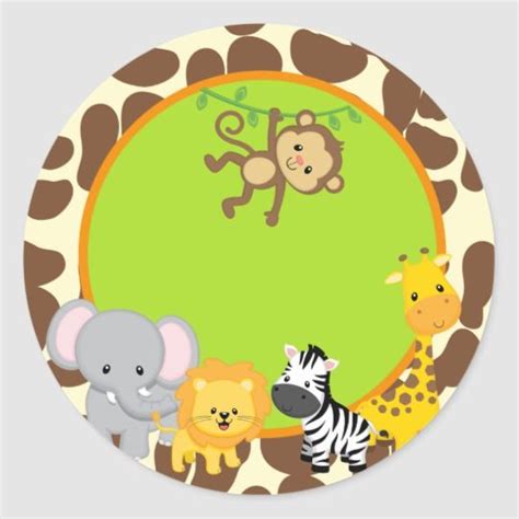 Safari Jungle Baby Shower Favor Stickers Tags