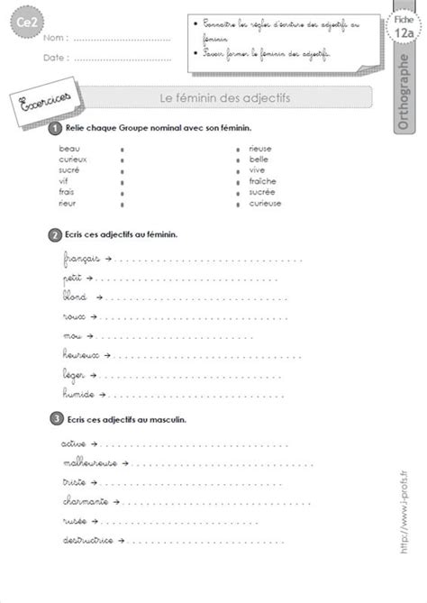 Des fiches exercices à imprimer pour classe de primaire dans elles seront à imprimer en mode 2 pages par feuille, ce qui n'empêchera pas de les utiliser dans ce2 les pluriel des adjectifs adjectifs adjectif qualificatif. Fiche ce2 adjectif