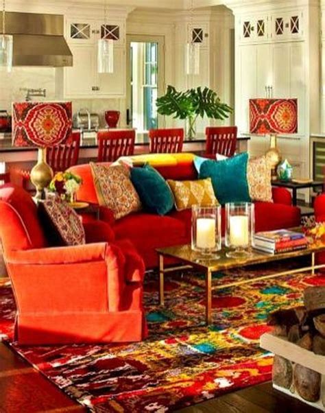 20 Stylish Bohemian Style Living Room Decoration Ideas Red Couch