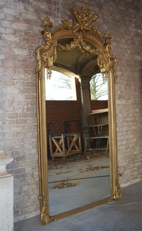 Modern arched shape framed gold standing mirror full length floor mirror key features: Pair of 19th Century Large Gold Gilded Mirror at 1stdibs