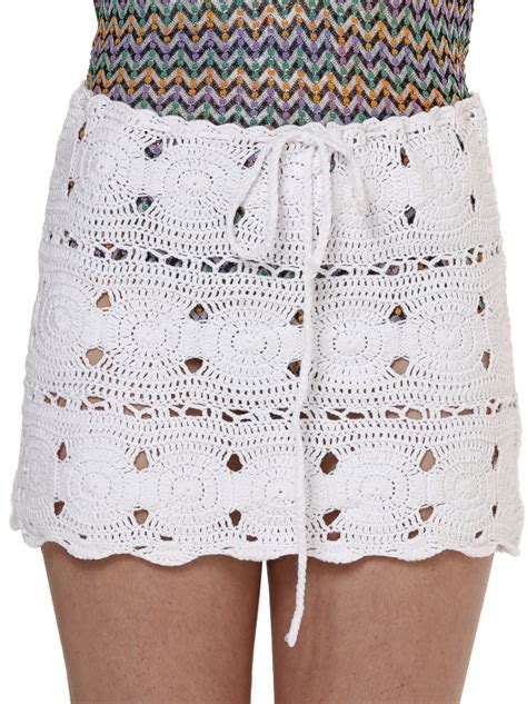 melissa odabash white crochet mini skirt with drawstring waist crochet clothes crochet
