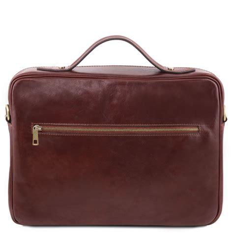 Large Leather 17 Laptop Briefcase Vicenza Domini Leather