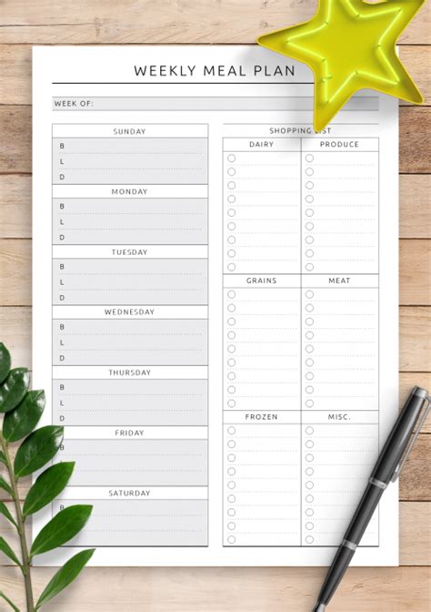 Paper Calendars And Planners Buy List A6 Planner Pdf Weekly Meal Planner