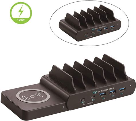 Techsmarter 6 Port 100w 2 Port Dual Usb C Pd Charging Station With 15w