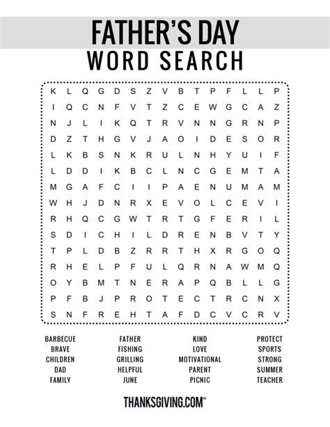Fun And Free Printable Fathers Day Word Search