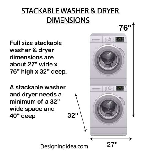 Get a better clean and care for your clothes from our stackable washers and dryers. Washer and Dryer Dimensions (Size Guide) - Designing Idea