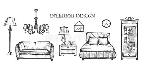 Set Of Furniture For Interior Design Stock Vector Illustration Of