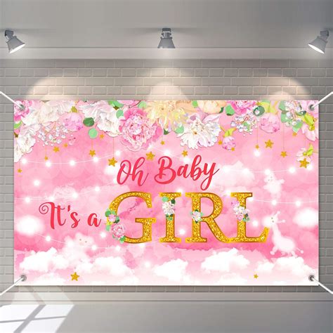 Buy Oh Baby Its A Girl Baby Shower Party Backdrop Decorations Large
