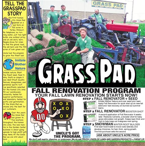 Most products are applied as a set amount per 1,000 square feet. Grass Pad Fall Lawn Care Program 2015 Uncle's Idiot Proof Lawn Care Program for fall renovation ...
