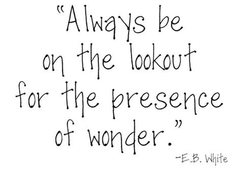 Always Be On The Lookout For The Presence Of Wonder E B White