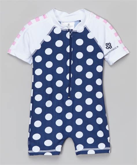 Love This Snapper Rock Navy White Polka Dot Zip Up One Piece