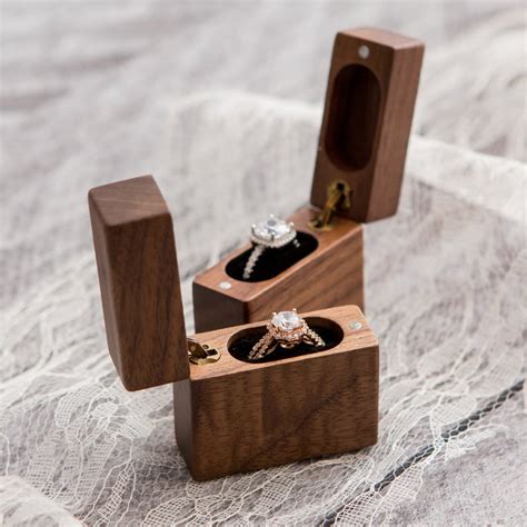 Flip Wood Ring Box Engraved Secret Engagement Ring Box Etsy Wood