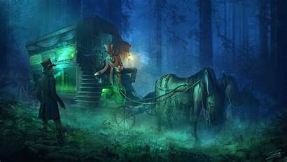 Horror Forest Horse Night Hearse Wallpapers Conductor