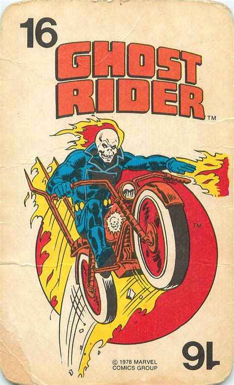 Marvel Comics Super Heroes Card Game 1978 Ghost Rider Marvel
