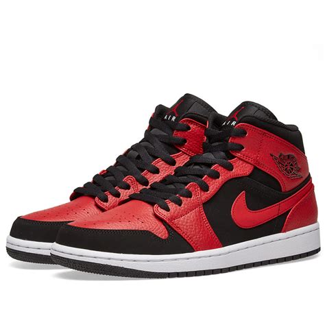 Air Jordan 1 Mid Black Gym Red And White End Us