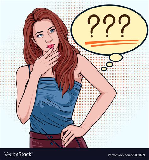 Farsighted Woman Beautiful Girl Thinking Vector Image