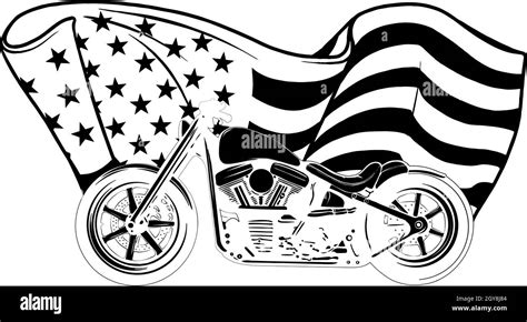 Chopper Motorcycle With American Flag Illustration Stock Photo Alamy